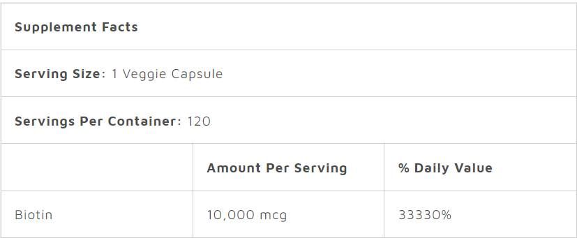 Биотин 10000 MCG - 120 капсули
