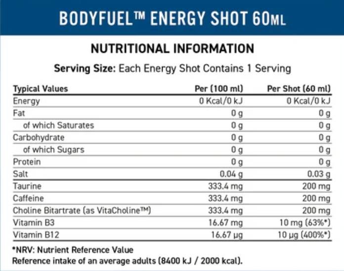 Energy Shots BodyFuel - 12 x 60 ml