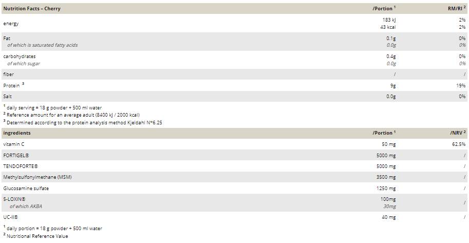 Съвместна поддръжка | С Tendoforte®, Fortigel® & UC -II - 360 грама