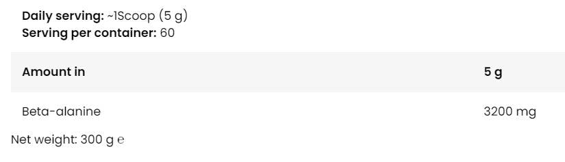 Levrolegendary бета -аланинов прах - 300 грама