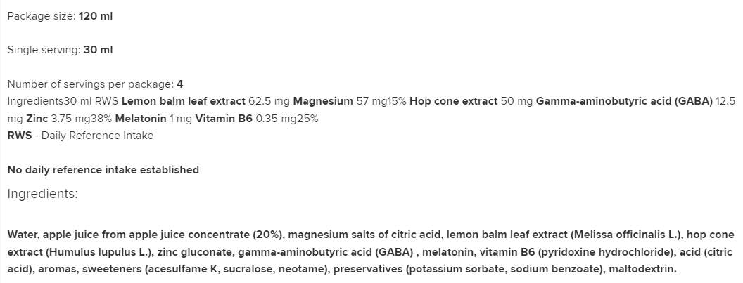 Słodkich Snów Shot | За сън и отпуснете 120 ml