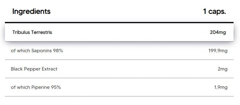 Tribulus terrestris 204 mg | С 98% сапонини - 120 капсули