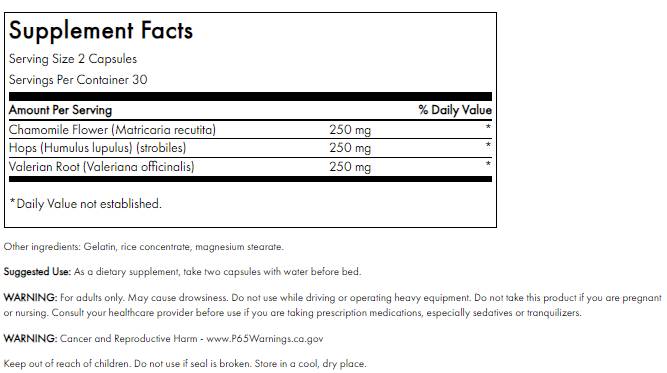 Пълен спектър валериан, лайка и хмел 60 капсули