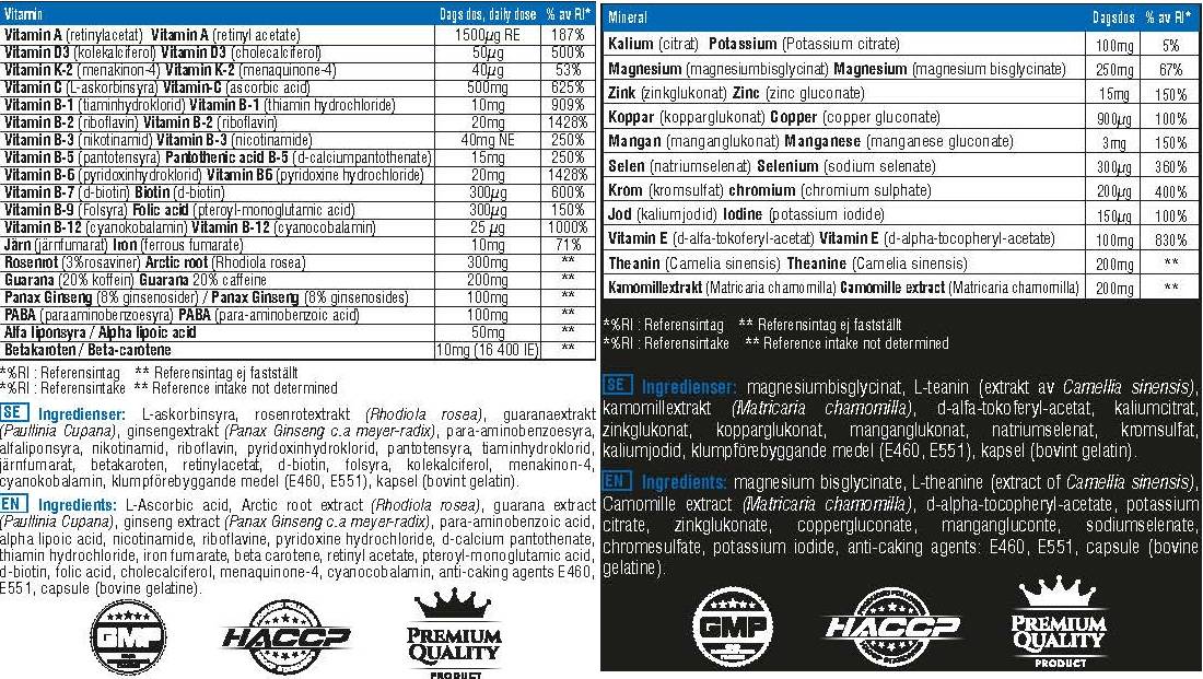 Формула за ден на витамин и минерална нощ Формула - 2 х 120 капсули