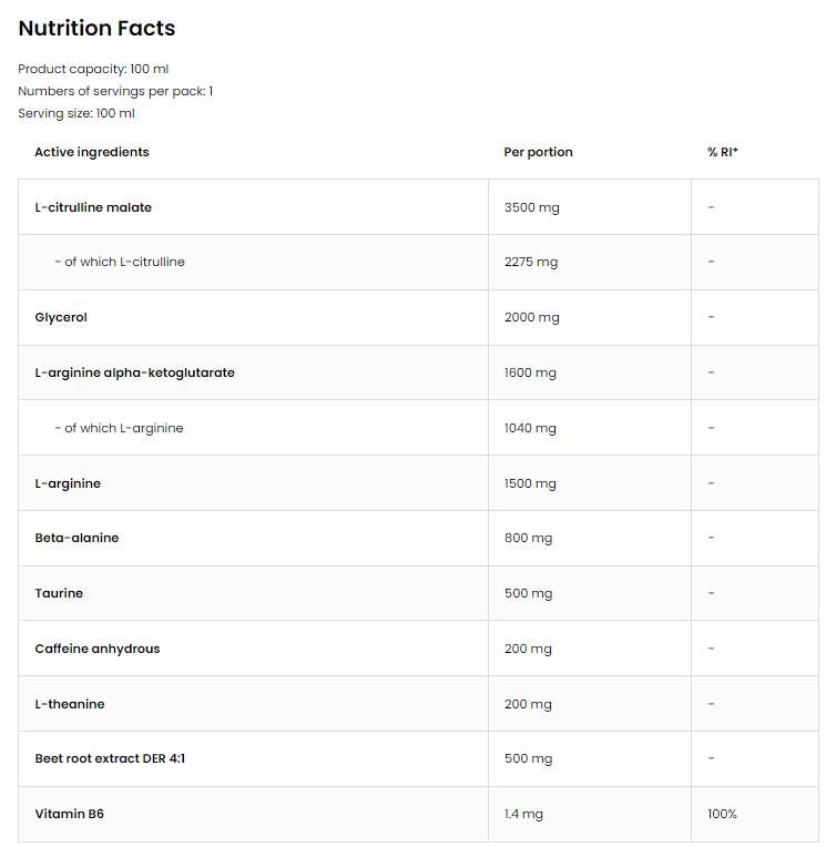 Помпа Нитро изстрел | Предварителна тренировка - 100 ml