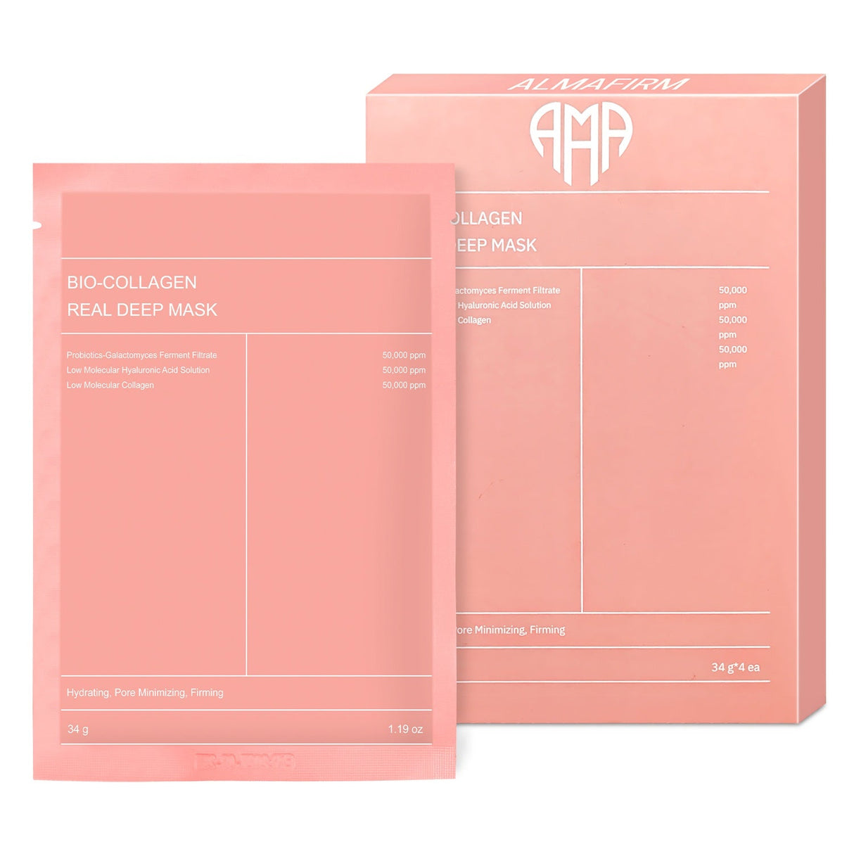 Корейска маска за лице с биоколгеген, хиалуронова киселина, серамиди и пептиди-1 кутия (4 парчета)