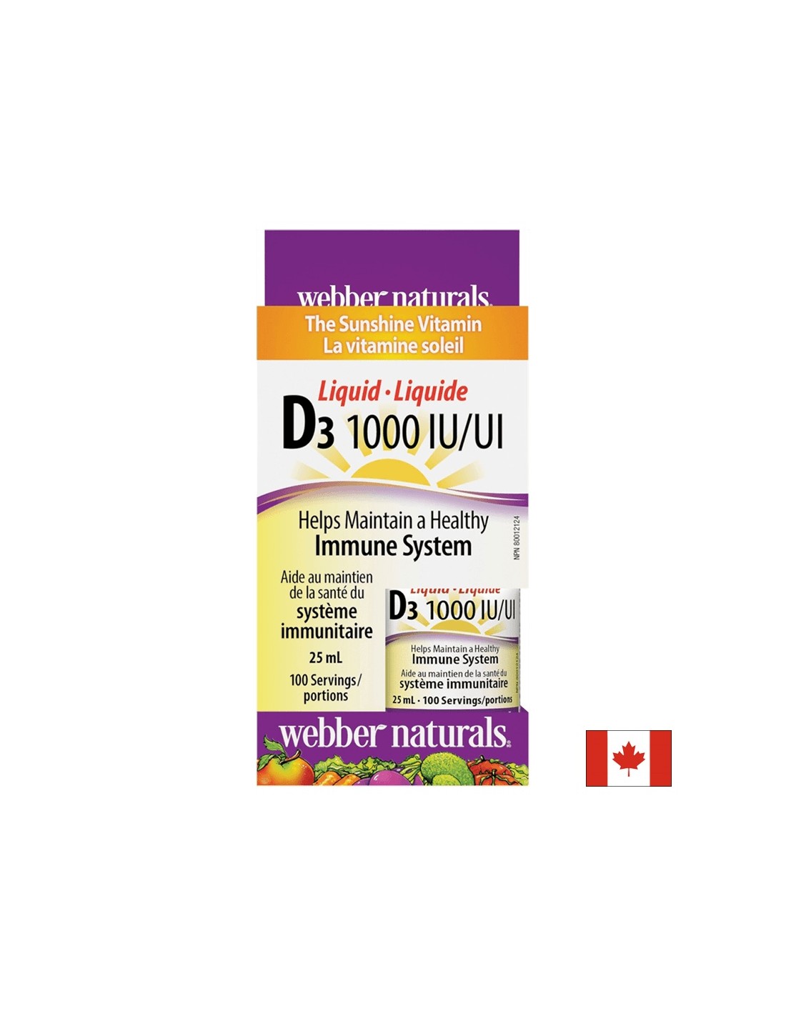 Витамин D3 /течен/ 1000 IU х 25 мл, 100 дози <tc>Webber Naturals</tc>