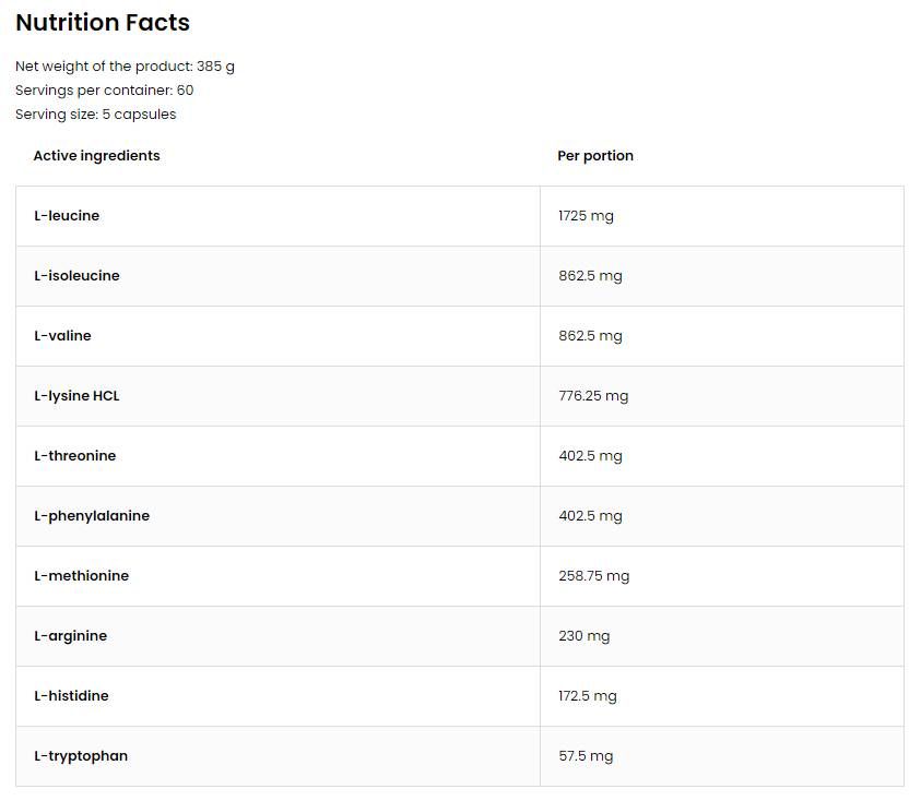 EAA 5750 / Основни аминокиселини - 150 капсули