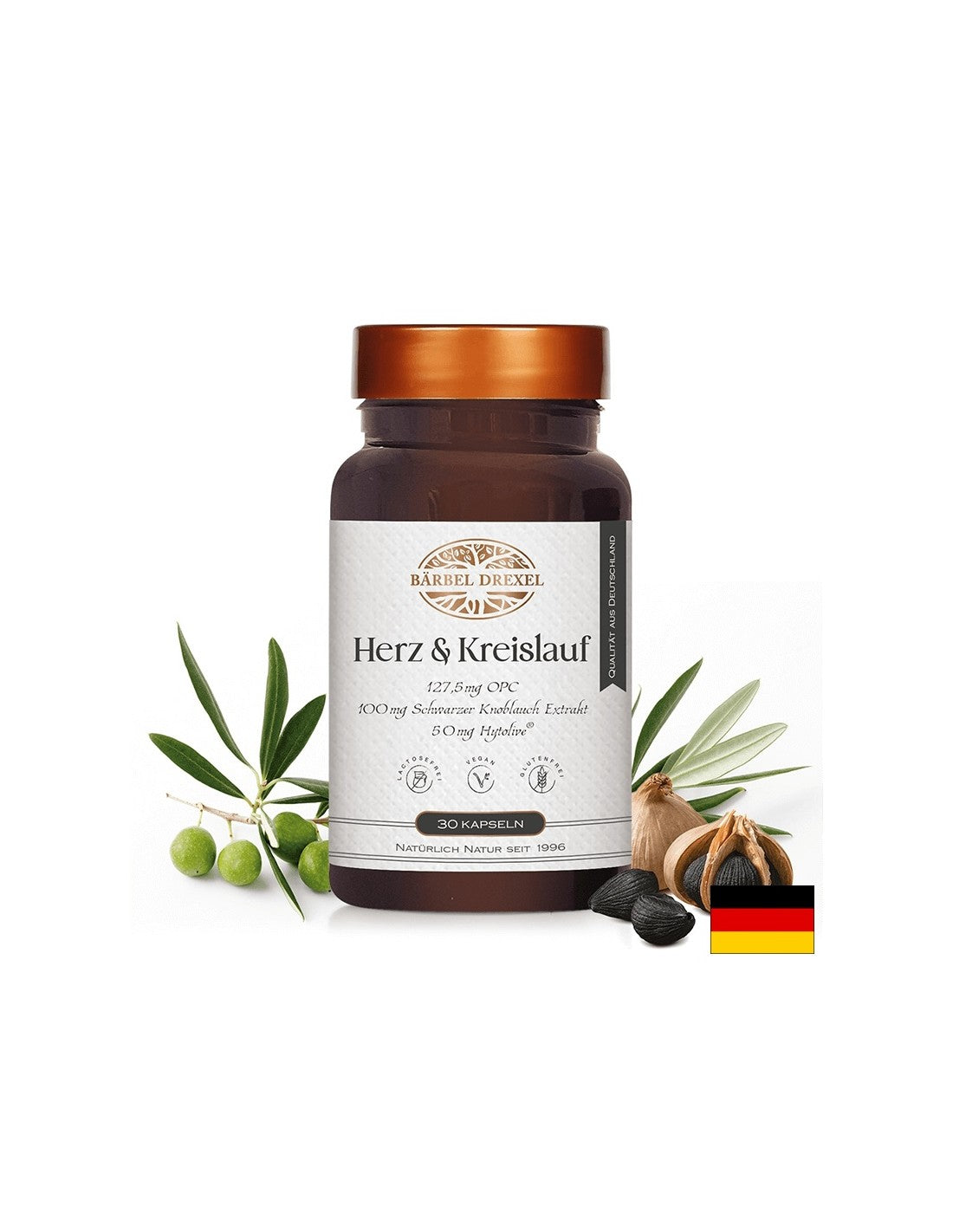 Здравословно сърце и добра циркулация - формула с гроздови семена, черен чесън, маслини и витамин Е, 30 капсули