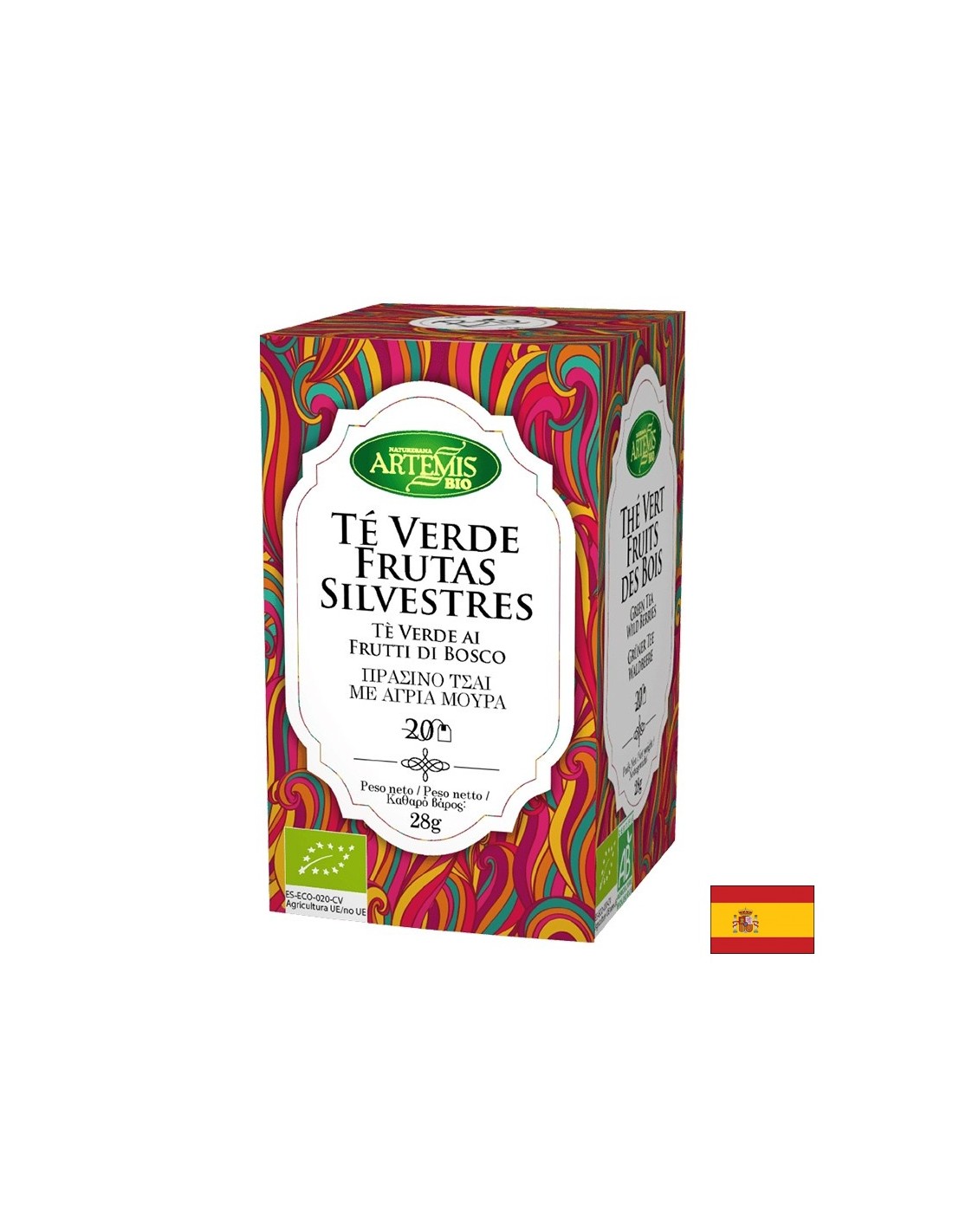 Зелен чай с малинов аромат, био, 20 торбички за филтър