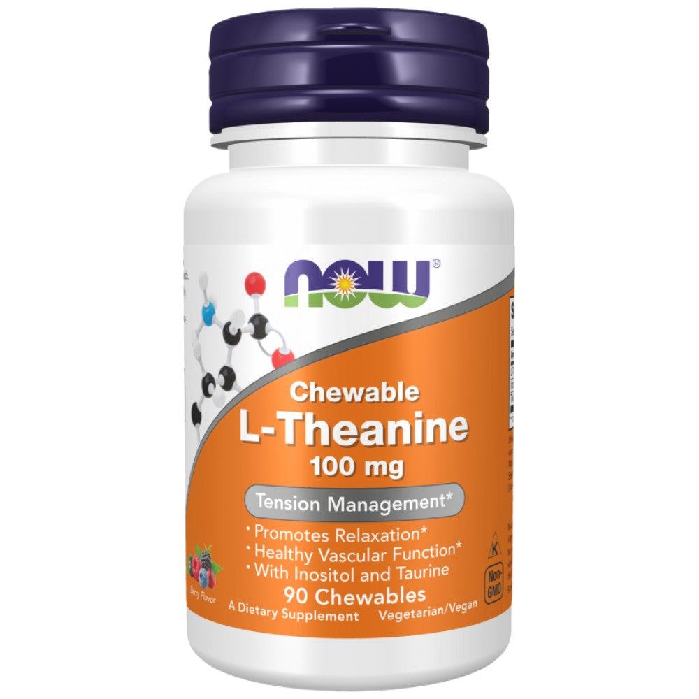 L-теанин 100 mg дъвчене | С инозитол и таурин - 90 дъвчащи таблетки