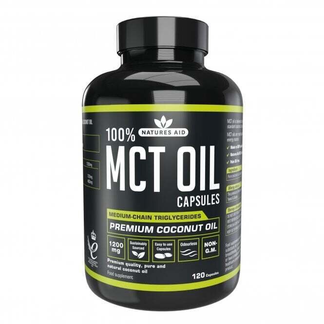 Триглицериди със средна верига от кокосово масло (100% MCT масло) 1200mg 120 капсули Naturesaid