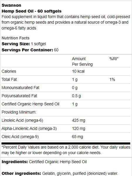 Конопено семенно масло 1000 mg 60 гел капсули