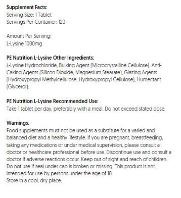 PE Nutrition | L -lysine 1000 mg - 120 таблетки