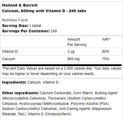 Калций 600 mg + витамин D - 240 таблетки
