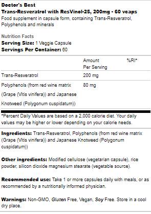 Транс-ресвератрол 200 mg | С Resvinol -25 - 60 капсули
