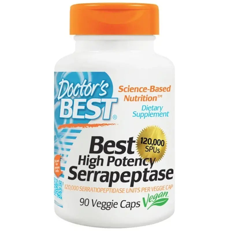 Serrapeptase, за нормална функция на синусите и дихателните пътища 120 000 X 90 капсули, <tc>Doctor's Best</tc>