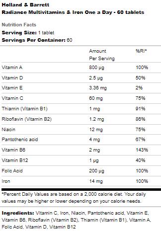 Radiance Multivitamins & Iron | Едно на ден - 60 таблетки