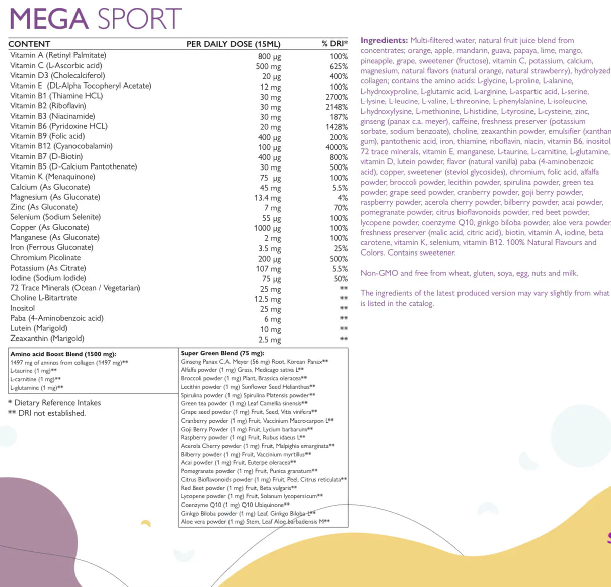 Мега спорт - витамини + минерали + колаген 1497 mg /500 ml /