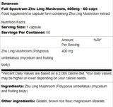 Пълен спектър Zhu Ling гъба 400 mg 60 капсули