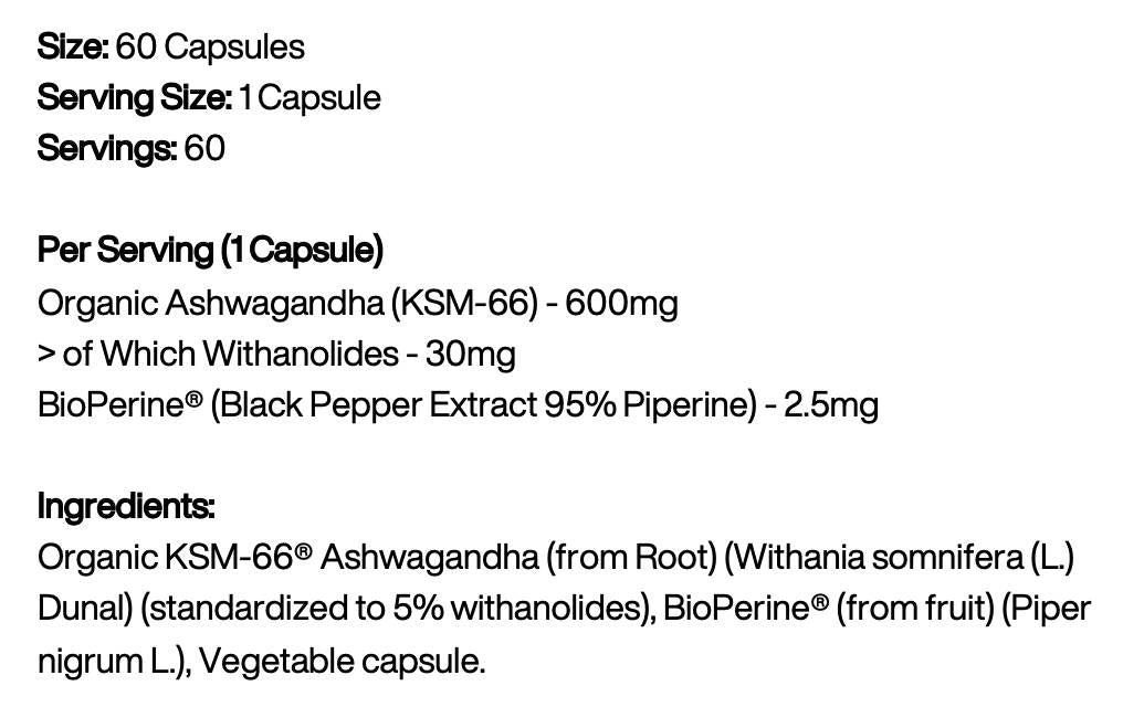 Ashwagandha KSM -66 600 mg - 60 капсули
