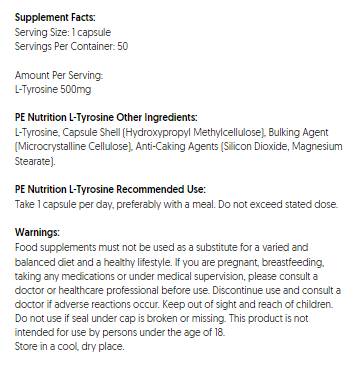 PE Nutrition | L -тирозин 500 mg - 50 капсули