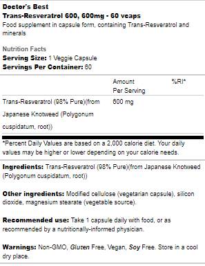 Транс -ресверол 600 mg - 60 капсули