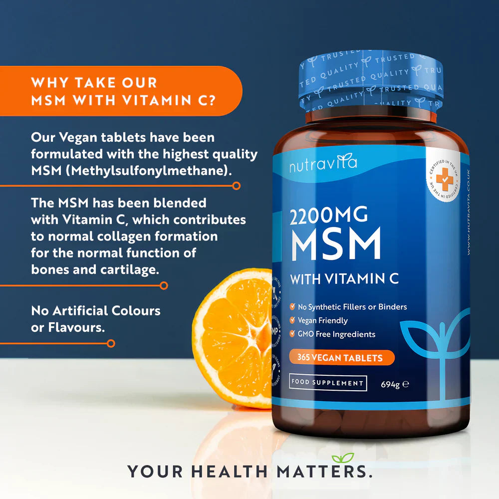 MSM 2200 mg (кости и стави) - 365 таблетки