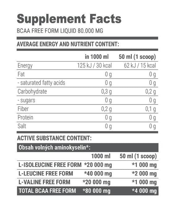 Безплатна форма BCAA течност 80000 mg - 1000 ml