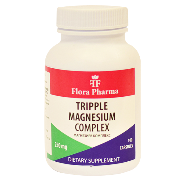 Магнезиев комплекс 250 mg / 100 капсули, 100 дози / флора ферма