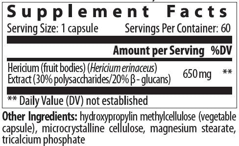 Hericium 650 mg | Лъвска грива - 60 капсули
