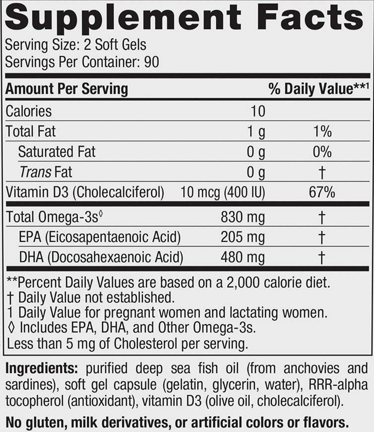 Пренатална DHA 830 mg | С 400 IU D3 - 180 гел капсули