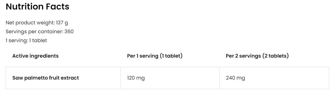 SAW Palmetto Extract 120mg | VEGE 360 таблетки