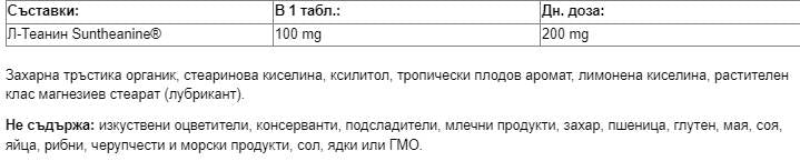 Психично спокойствие l -теанин 100 mg - 60 дъвчащи таблетки