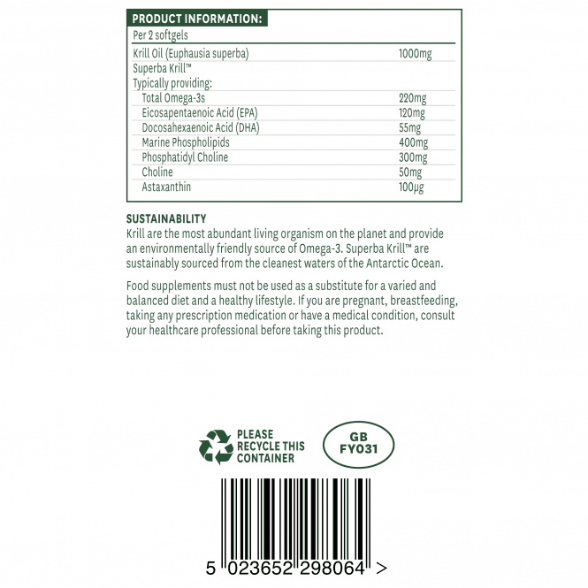 Omega 3 масло от Антарктида Крил (Антарктическа Крил Масло Superba) 500mg 60 меки капсули Naturesaid