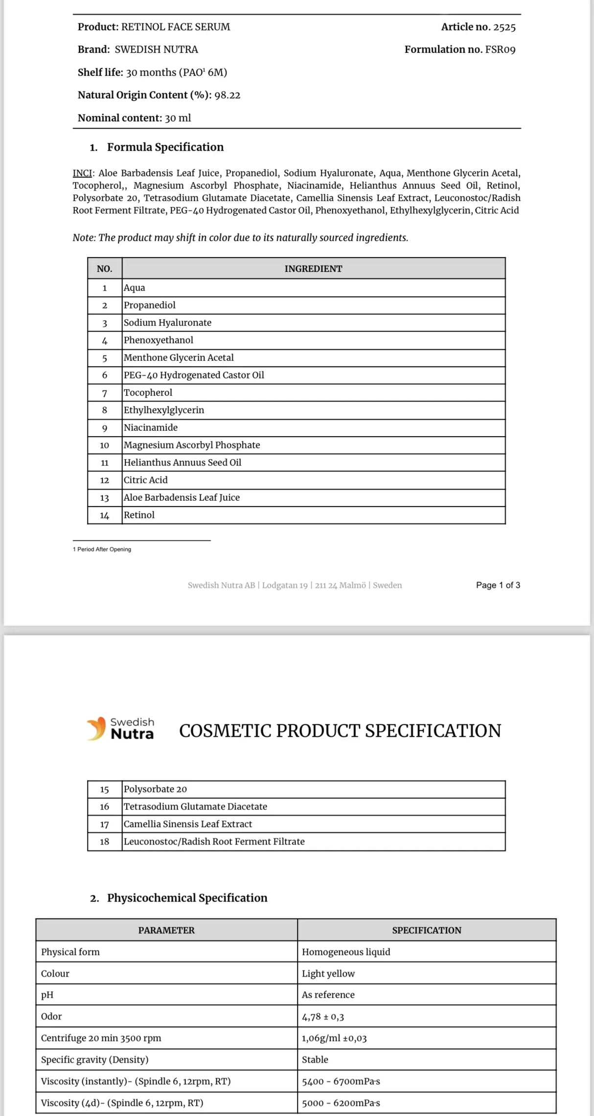 Серум за лице с ретинол, хиалурон и колаген 30 мл <tc>Swedish Nutra</tc>