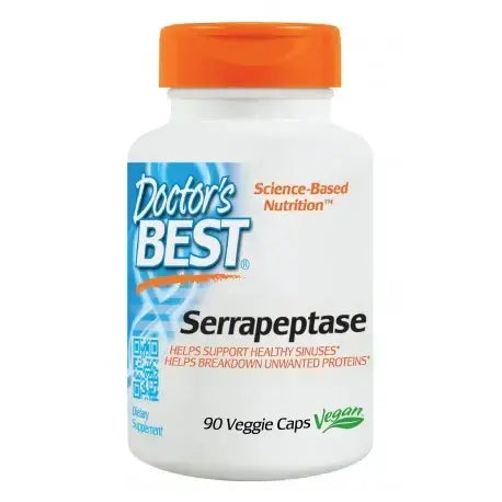 Serrapeptase 40000 за нормална дейност на синусите и дихателните пътища, 90 капсули, <tc>Doctor's Best</tc>