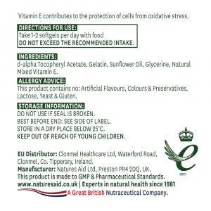Витамин Е натурален 400iu 60 капсули <tc>Natures Aid</tc>