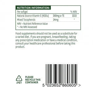Витамин Е натурален 400iu 60 капсули <tc>Natures Aid</tc>