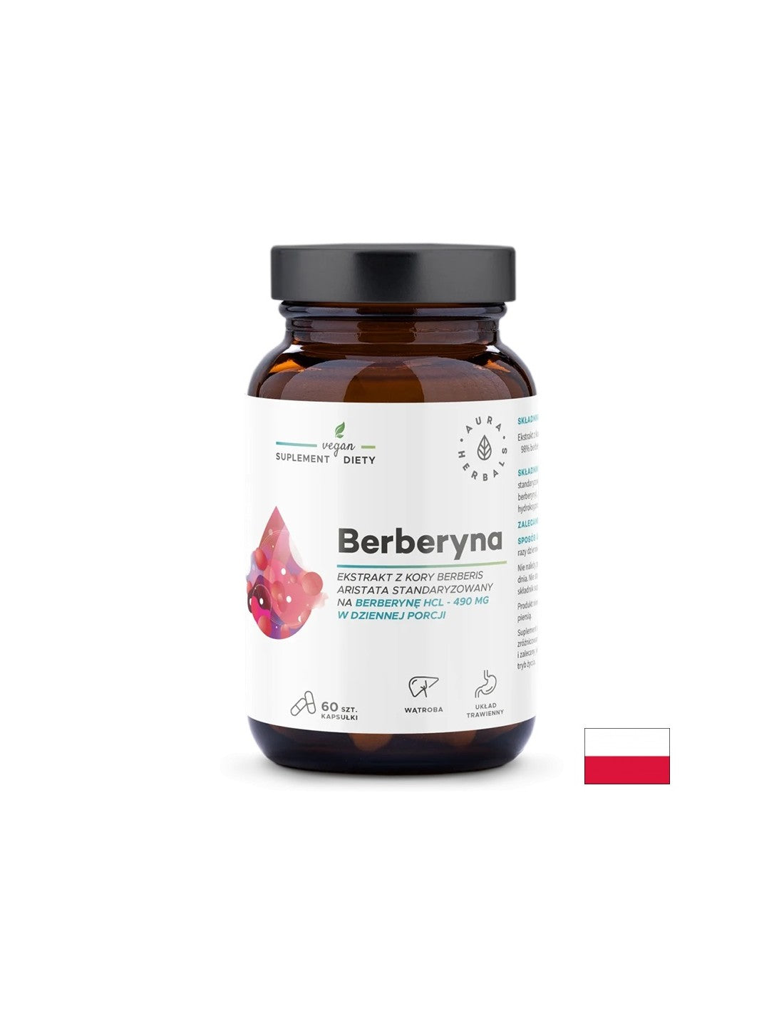 Контрол на кръвната захар и холестерола - Berberine, 490 mg x 60 капсули <tc>Aura Herbals</tc>
