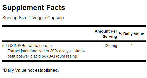 Екстракт от 5 -локсин Boswellia serrata 125 mg - 60 капсули