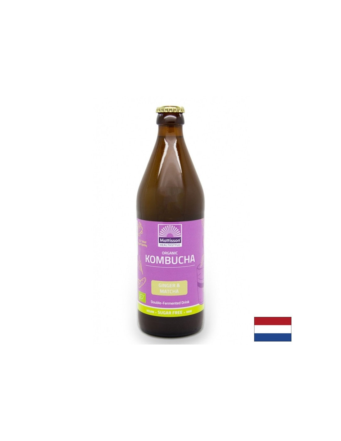 Kombucha с биография на джинджифил и мача, 500 ml