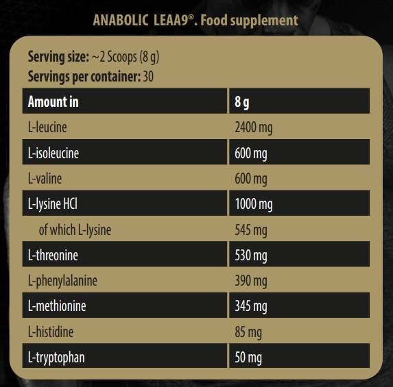 Анаболен Leaa9 | Левцин обогати основни аминокиселини - 240 грама