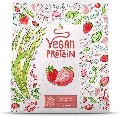 Вегански протеинов прах ягода - 600 g, направени в Германия - Alpha Foods