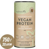 Веган протеин + ензими - 750 г (шоколад) <tc>Nutravita</tc>