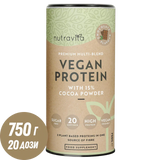 Веган протеин + ензими - 750 г (шоколад) <tc>Nutravita</tc>
