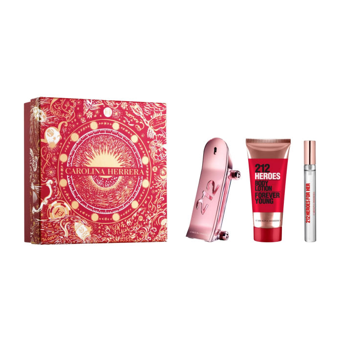 <tc>CAROLINA HERRERA</tc> 212 Heroes For Her Парфюмна вода спрей 80 мл Комплект 3 части Коледа 2023 г.