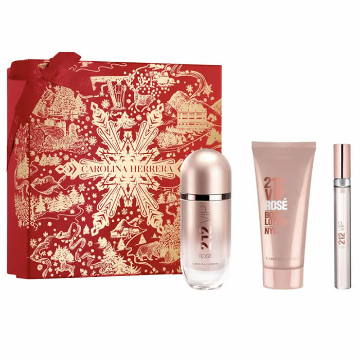 <tc>CAROLINA HERRERA</tc> 212 Vip Rose парфюмна вода спрей 80 мл комплект 3 бр