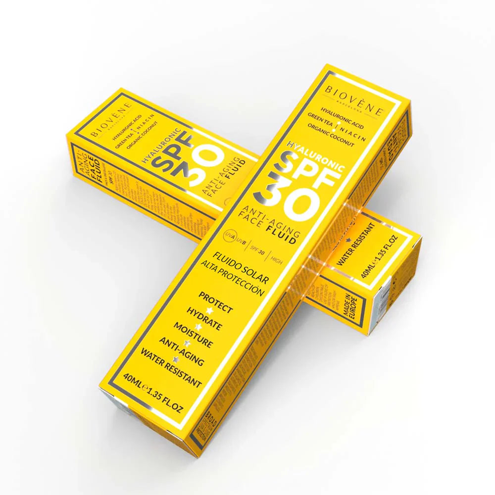 Овлажняващ слънцезащитен крем за лице SPF 30 с хиалуронова киселина против стареене - 40 ml