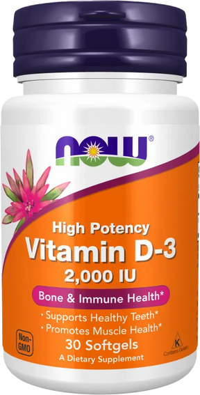 NOW Vitamin D3 / 2000 IU / 240 gel capsules - Nutra Best Europe